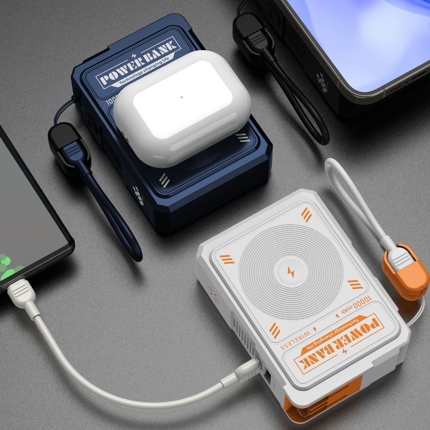 科技風磁吸行動電源！10000mAh 大容量，360 度旋轉支架超狂