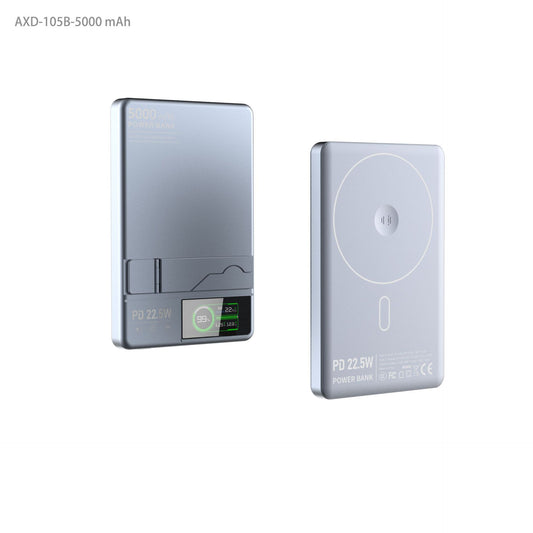 輕薄磁吸行動電源！自帶支架 22.5W PD 快充，5000mAh 隨身充