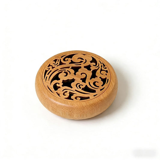 Bamboo and Wood Round Incense Burner